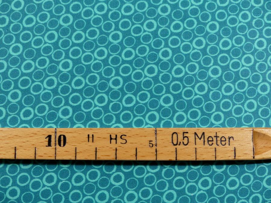 Preview: Patchworkstoff  Basic Ton in Ton petrol Detailansicht mit Maß